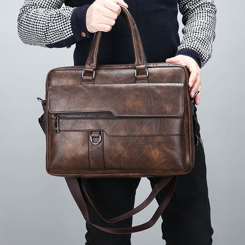 Men Briefcase Bag Business Famous Brand Leather Shoulder Messenger Bags Office Handbag 13.3 inch Laptop