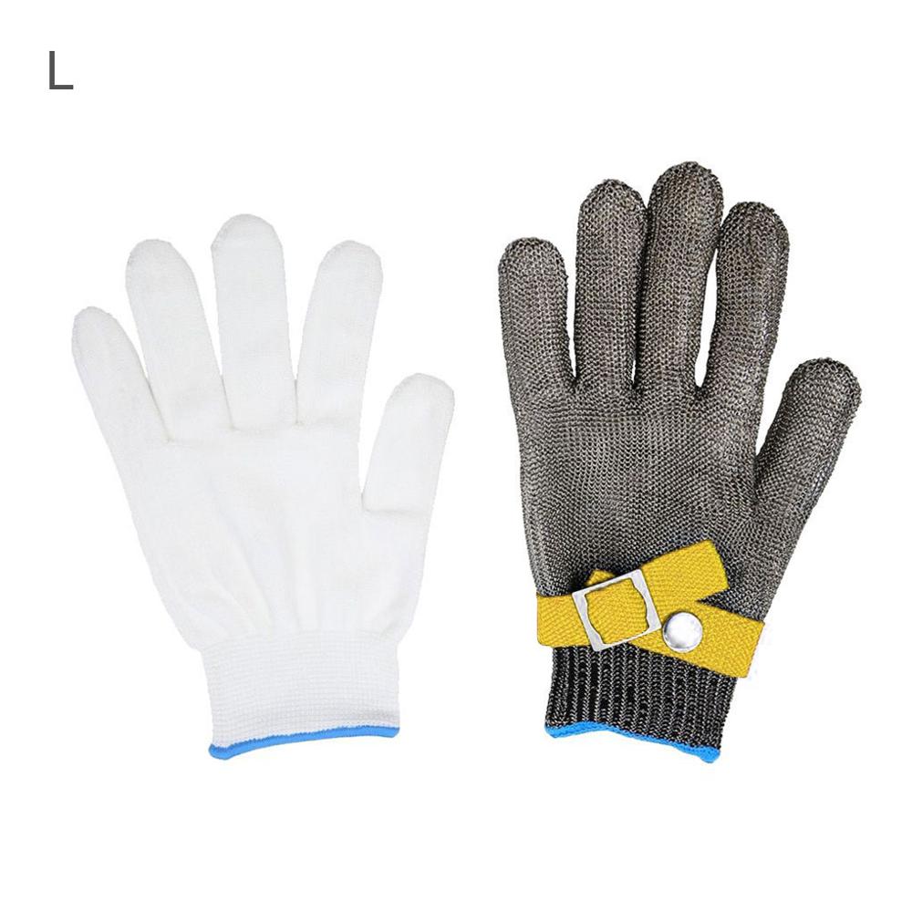 Anti Cut Proof Gloves stainless Steel Work Gloves Anti-cut Level 5 Safety Kitchen Butcher Grey Cut Resistant Gloves: L yellow