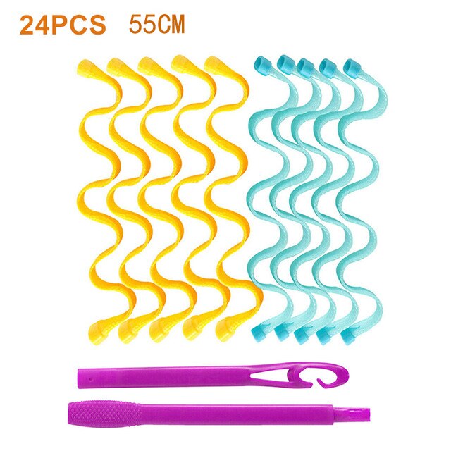 Bigoudi de Cheveux magique 12 Pièces/24 Pièces BRICOLAGE Portable Curling Lrons Vague Curling Lrons Durable De Maquillage De Beauté Curling Styling Outils: 24pcs 55cm