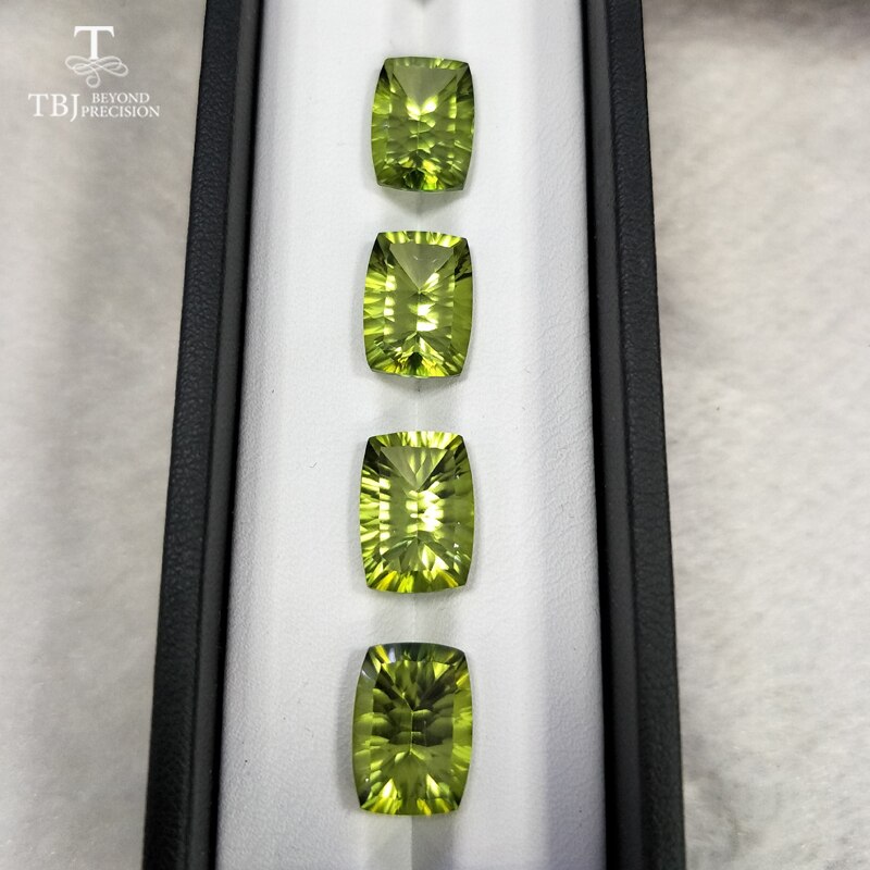 Tbj, Topacio verde oliva natural cu10 * 14 corte cóncavo ard 7ct para montura de joyas de plata o oro 925, gemas naturales sueltas