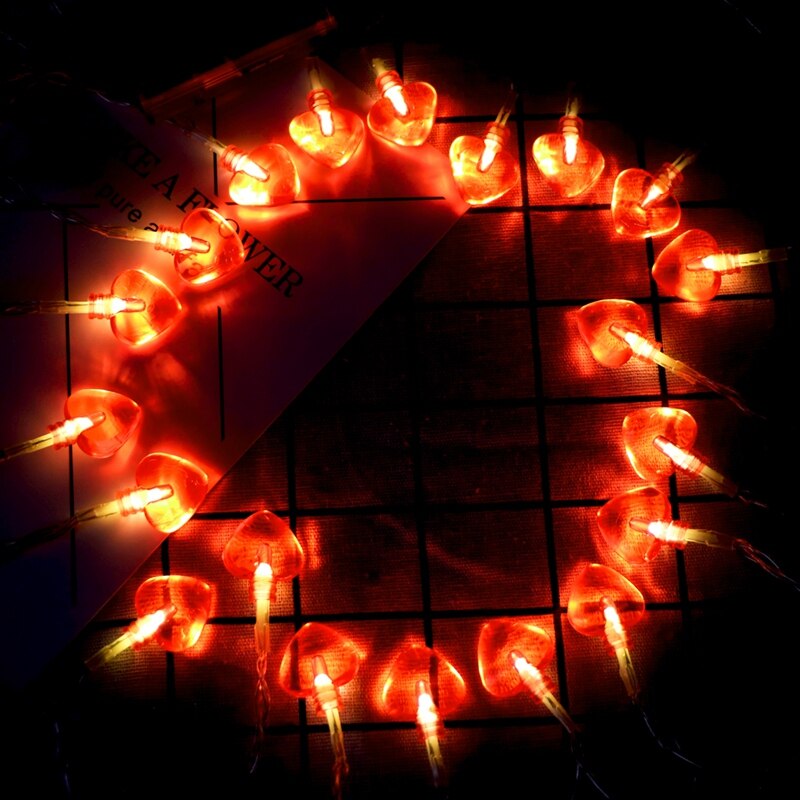 Love Heart Shaped String Lights Bedroom Light Decorations 20 LED Fairy Lights Valentine's Day String Light Party Wedding