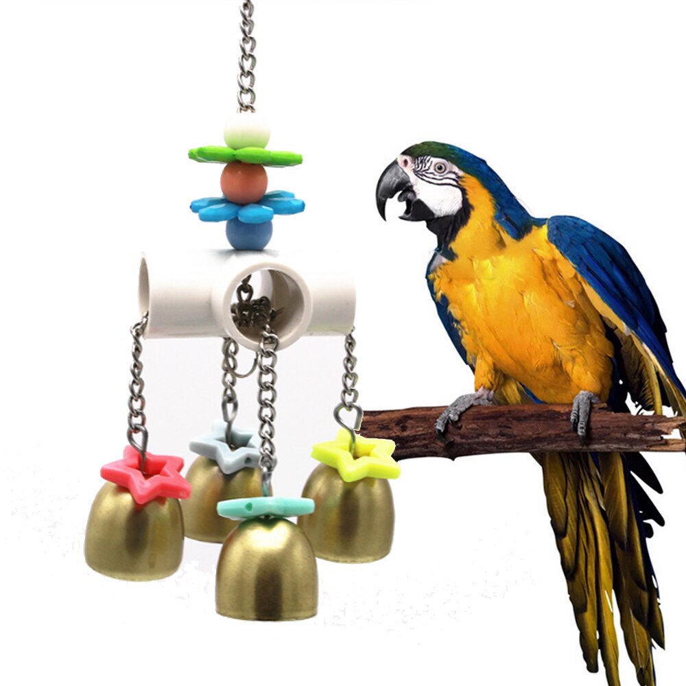Kæledyr legetøj papegøje fugle gynge og tygge legetøjsfugle hængende rustfrit stål legetøj med klokker kæledyr papegøjer sjove sving kæledyr forsyninger: 02