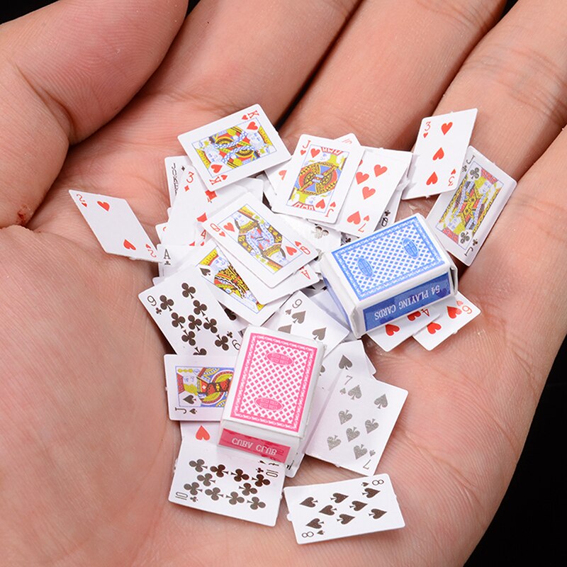 1 Set Mini Poker Playing Cards Style Random Funny Models Poker Kids Cute Miniature Card Game Toys