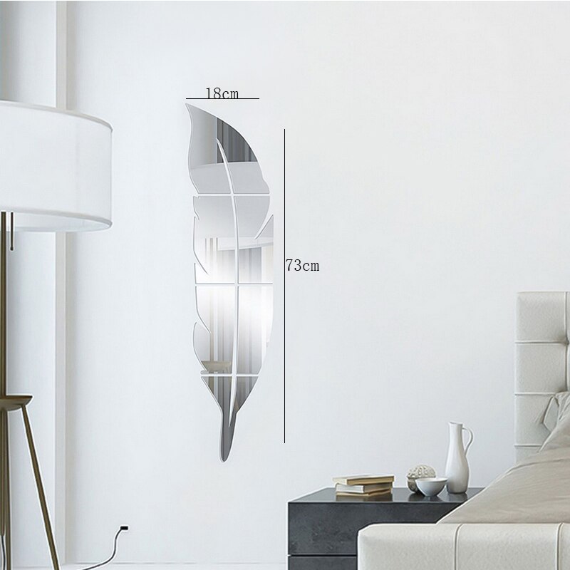 Plumas DIY Plume 3D espejo Adhesivo de pared para arte de sala de estar decoración del hogar vinilo adhesivo acrílico Mural decoración de pared