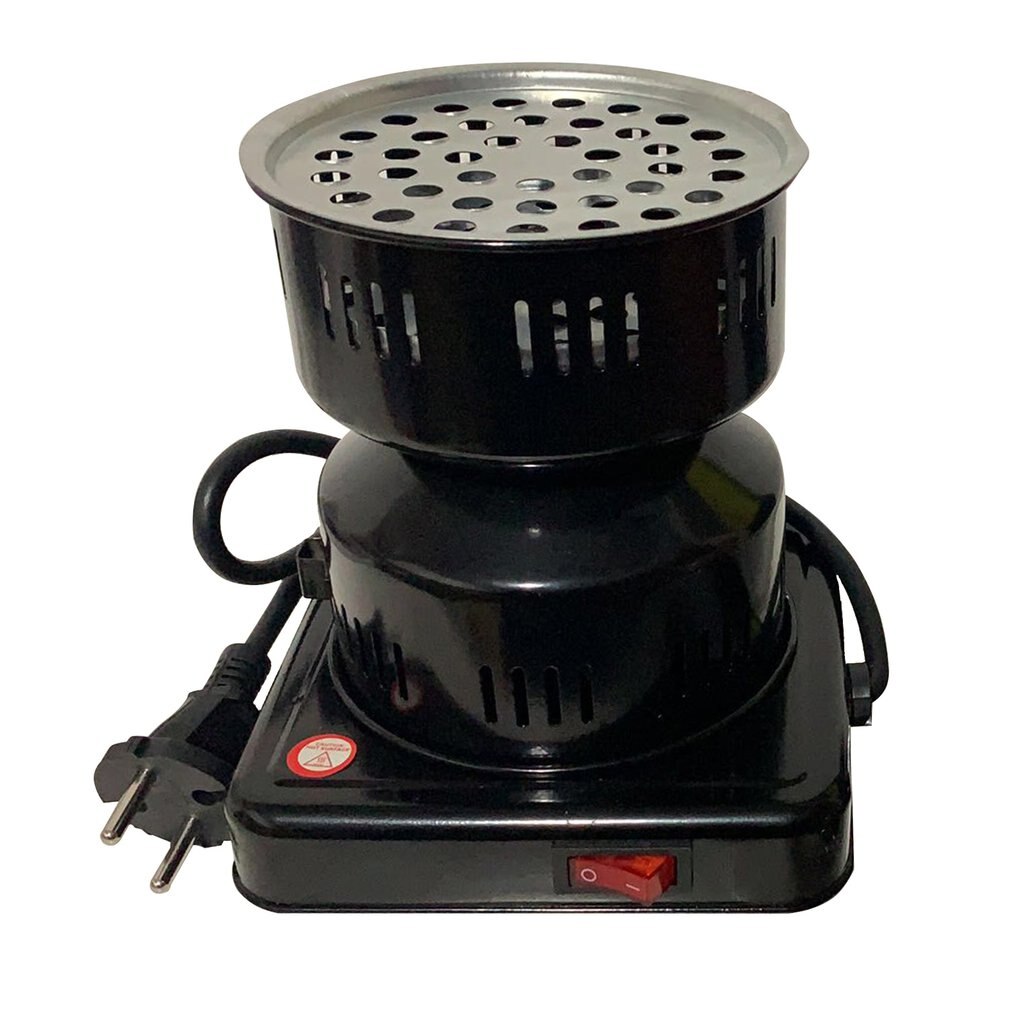 650W Metal Electric Charcoal Burner Including Removable Tray + Tongs Thickened Charcoal Stove for Household Use Heater