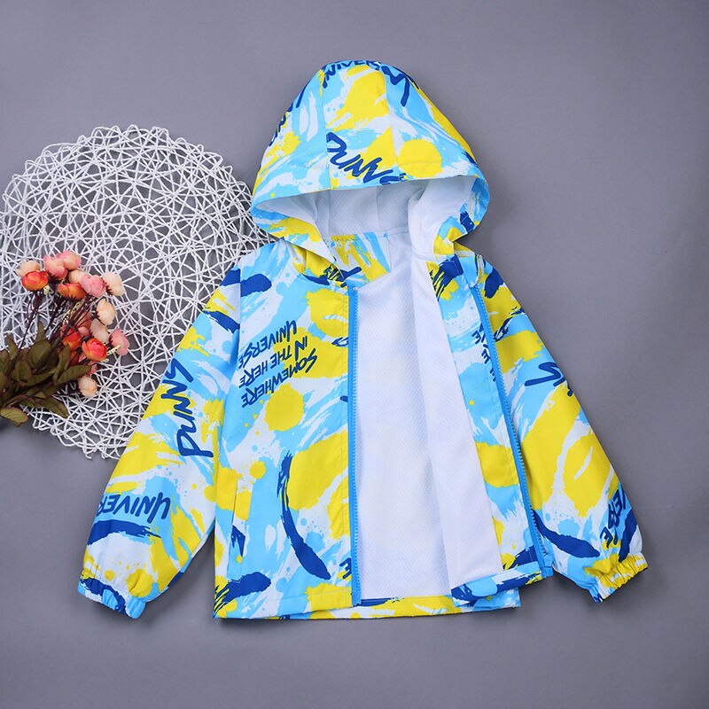 Ins Boys 'Jassen Lente, autumnbaby Jongens 2-7 Jaar Oud Graffiti Winddicht En Ademend Jas 3 Kleuren Peuter Jas