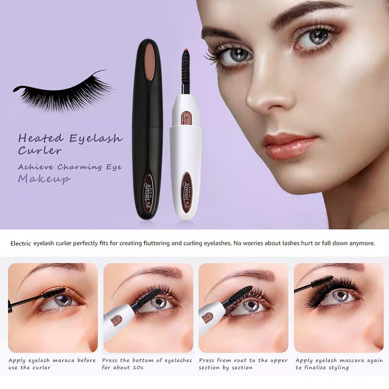 Eyecurl Electric Eyelash Curler Black White Eyelash Curler Electric Heated USB Rechargeable Eyelash