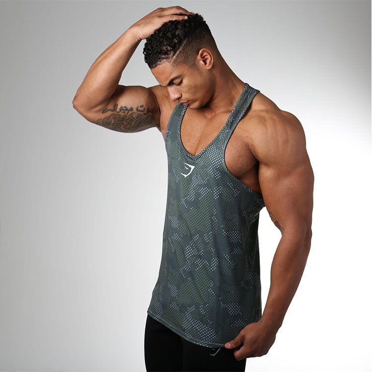 Gimnasio hombres sin mangas camiseta Tank Top camisas estampado de de algodón de culturismo Fitness entrenamiento chaleco camiseta interior Fitness