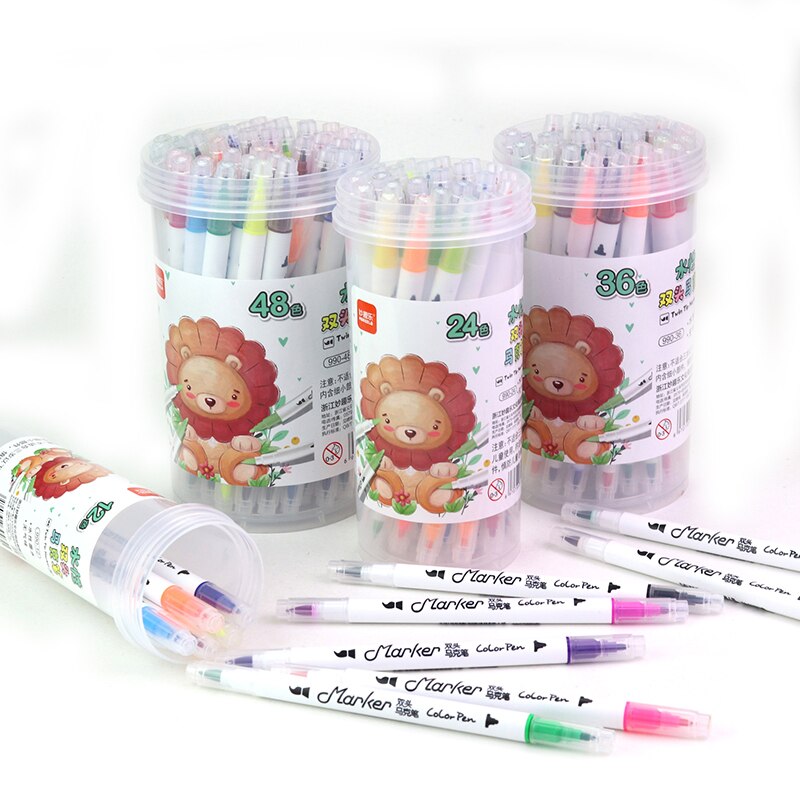 MOKEELO Water-based Double/Twin Headed Markers 12/24/36/48 Colors Sketch Anime Drawing Markers Art Markers Pen Stationery 990