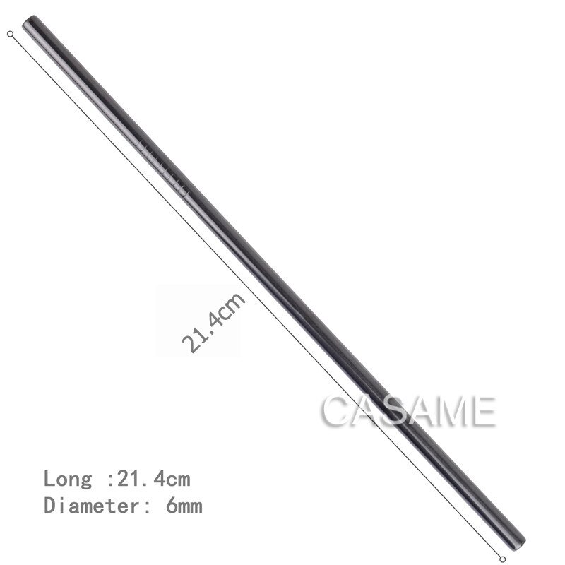 Pailles réutilisables en acier inoxydable, 6 pièces, pailles en métal doré de alimentaire, ensemble de brosses pour fête juteuse,: Black Straight