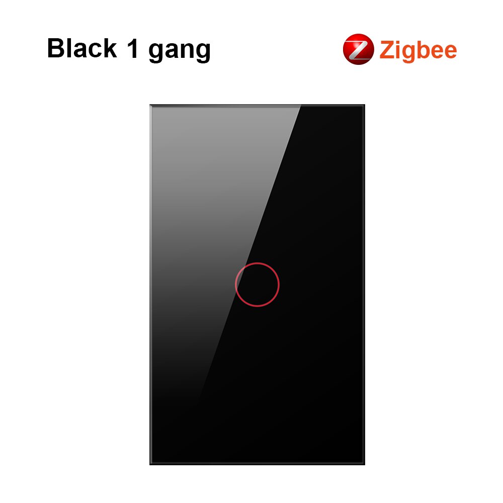 AVATTO-interruptor inteligente Tuya Zigbee con retroiluminación, encendido/apagado, cable de fuego neutro para casa inteligente, 1/2/3 entradas, funciona con Alexa y Google Home: Black 1 gang