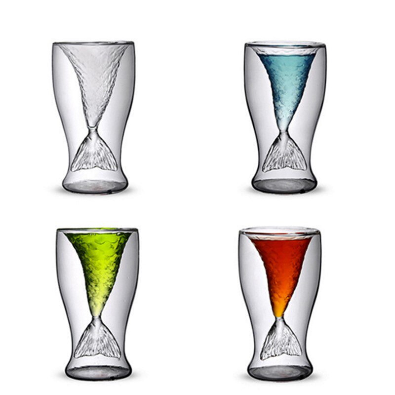 Originalitet høy bor silisium glass havfrue kopper gjennomsiktig dobbel-dekk rødvin cocktail glass glass bar personlighet glass krus