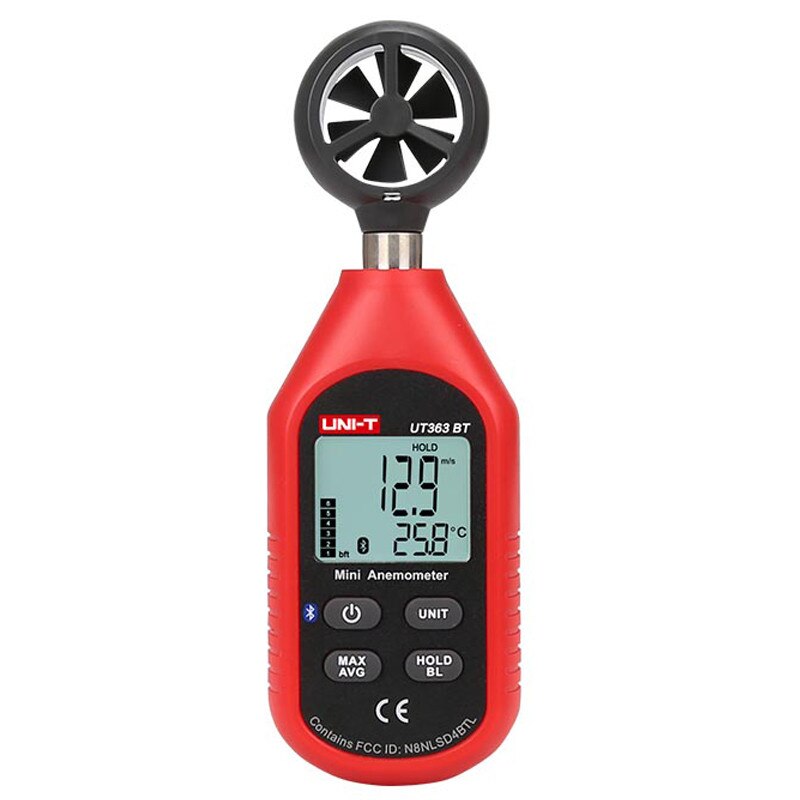 Minianemómetro UNI-T UT363/UT363BT, anemómetro Industrial/doméstico, retroiluminación LCD, indicación de batería baja: UT363BT