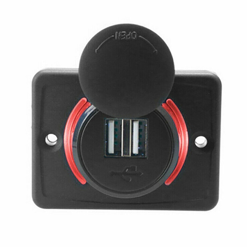 Car 3.1A Dual USB Socket Charger Power Adapter Outlet Power For Auto Motorcycle Boat Car Charger Socket Panel Mount Charging