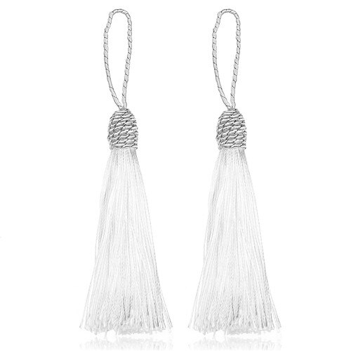 10 st/lot 13 färger 15cm långa siden tofs fransar hängen kinesiska knut tofsar för gör-det-själv smycken halsband tillverkningsmaterial  f4000: Vita tofsar