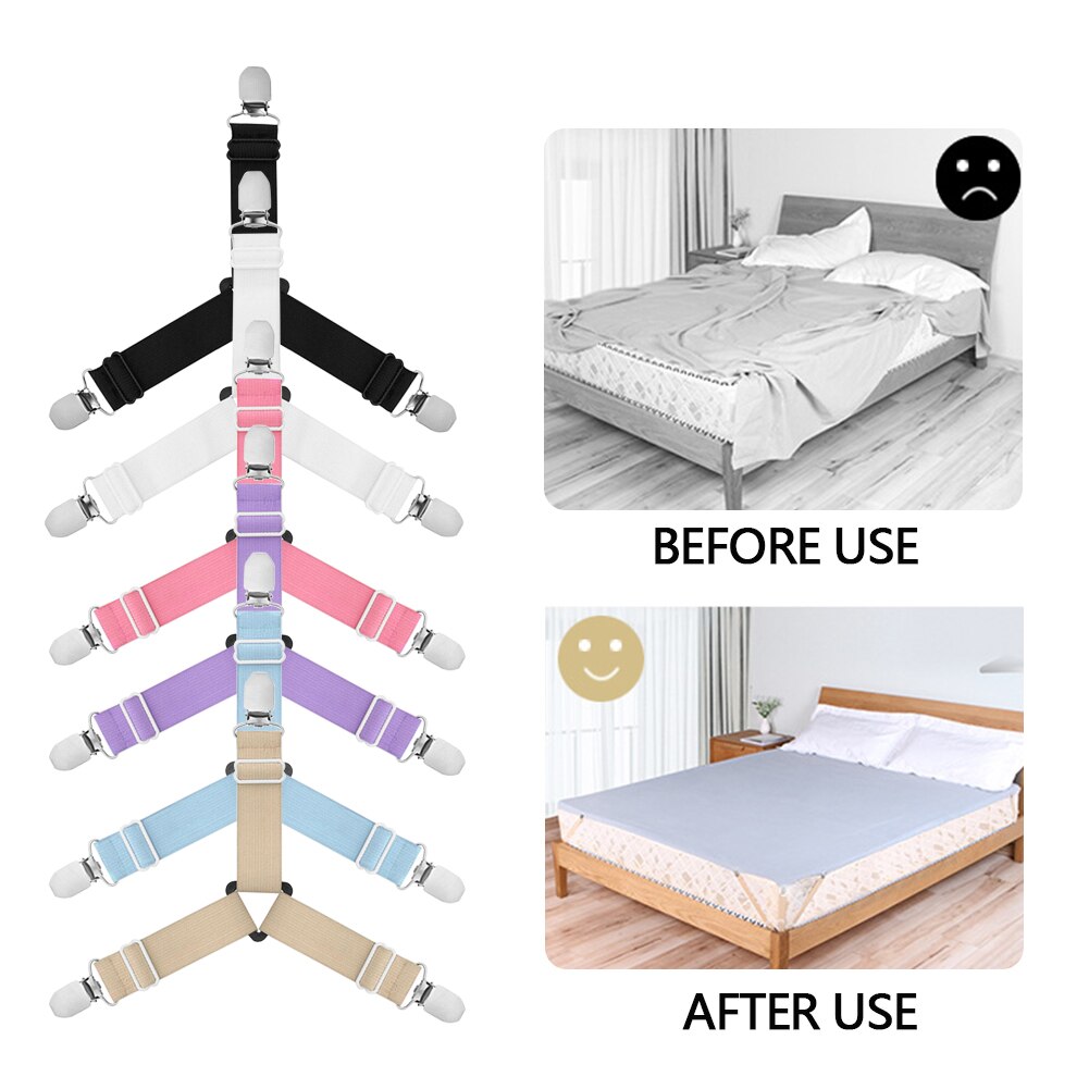 1/4Pcs Grippers Suspender Cord Clasps Adjustable Elastic Mattress Cover Adjustable Bed Sheet Fastener Strap Home Organize Gadget