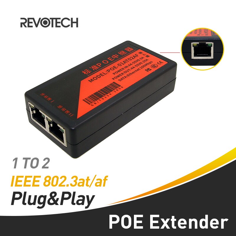 2 Port POE Network Extender Ethernet 10/100Mbps POE Repeater with IEEE 802.3af Standard Input / Output for IP Camera