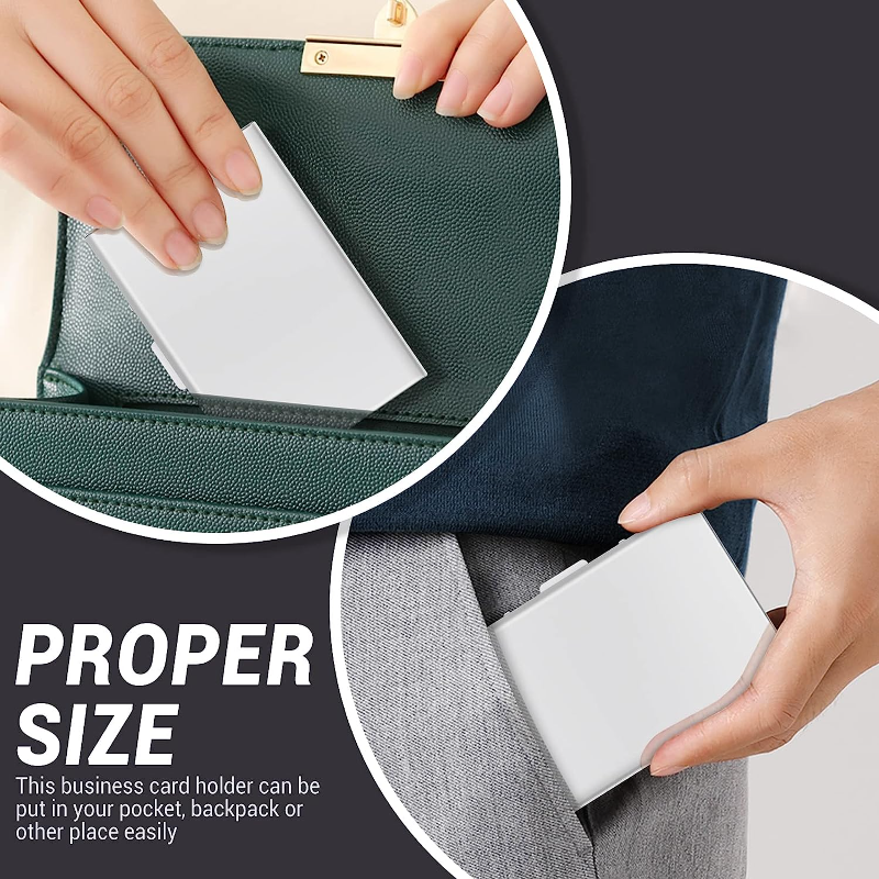 Anti-escaneo RFID 6 tarjetas de gran capacidad de aluminio Metal tarjetero de crédito funda tipo billetera con bloqueo delgado protección para tarjetas de visita