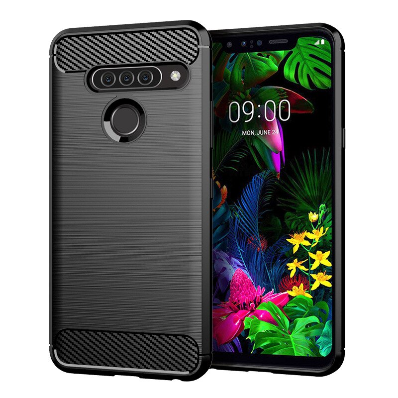 Für LG G8S ThinQ Fall Weichen Carbon Telefon Fall Für LG G8S ThinQ Stoßfest Volle Schutz Silikon Stoßstange: Black