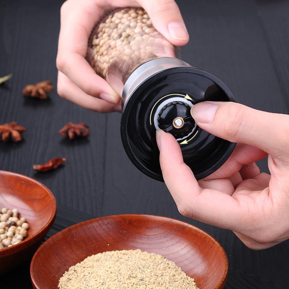 Stainless Steel Salt And Pepper Grinder Shakers Glass Body Spice Salt And Pepper Adjustable Manual Pepper Grinding Mill