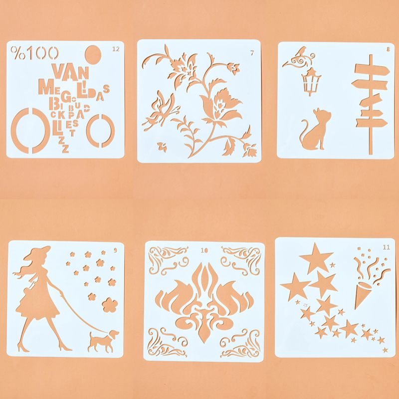 Flexible Plastic Walls Stencil Kids Painting Decor Stencils For Diy Scrapbooking Art Albums Diary Stamp Paper Cards Crafts 13cm