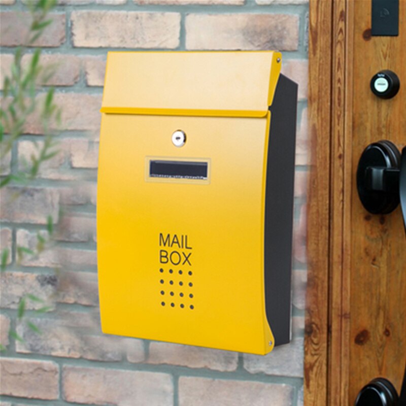ALWASYME Wall Mounted Mailbox Vertical Locking MailBox Front Porch Residential Outdoor For Postal Service Garden Apartment: Yellow