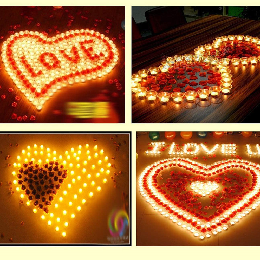 Velas LED con 100 piezas de pétalos de rosa artificiales, luces de té con batería, para propuesta de boda, Día de San Valentín, decoración del hogar, 24 piezas