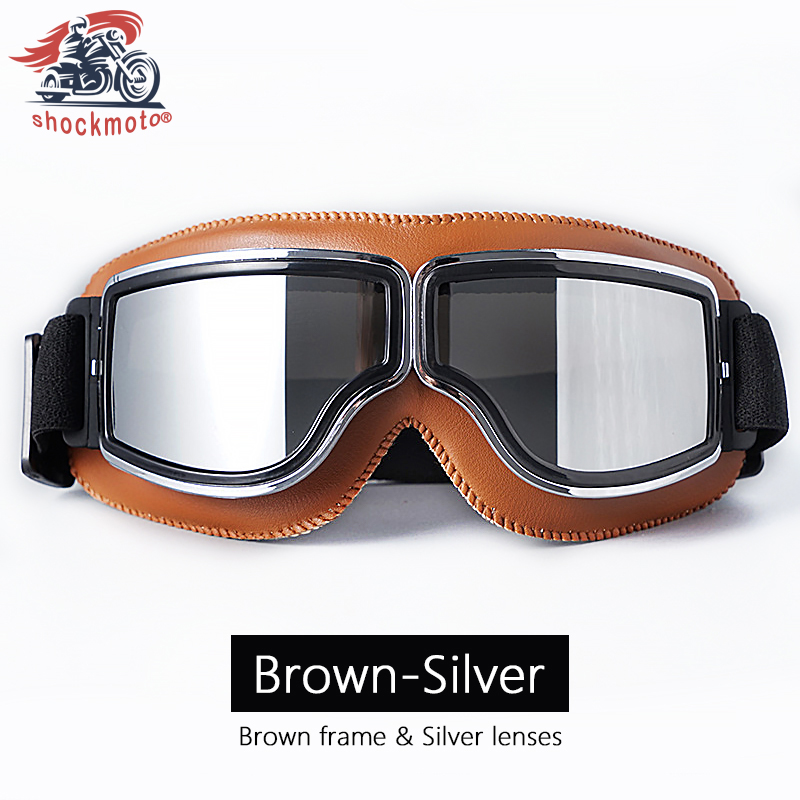 Universal Motorcycle Vintage Goggles Leather Motorbike Scooter Biker Moto Glasses Goggles for Steampunk Helmet Goggles Dustproof: green