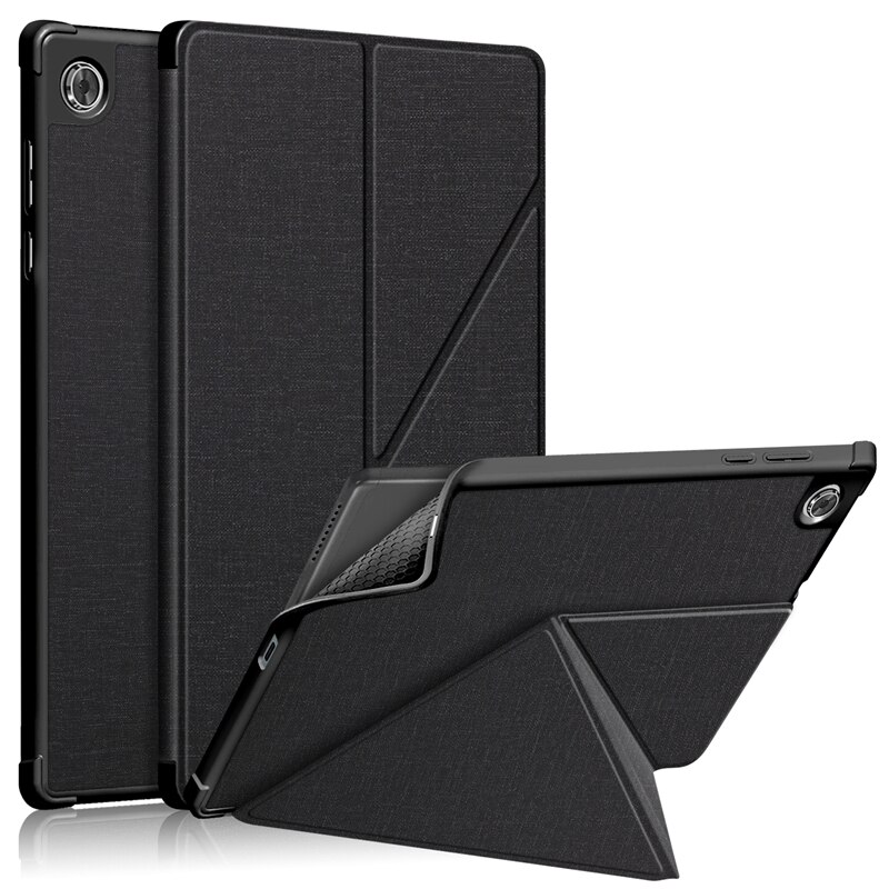 Case Voor Lenovo Smart Tab M10 Hd 2nd Gen TB-X306F TB-X306X Origami Staande Shell Case Met Multi Angle Magnetische Tpu back Cover: Black