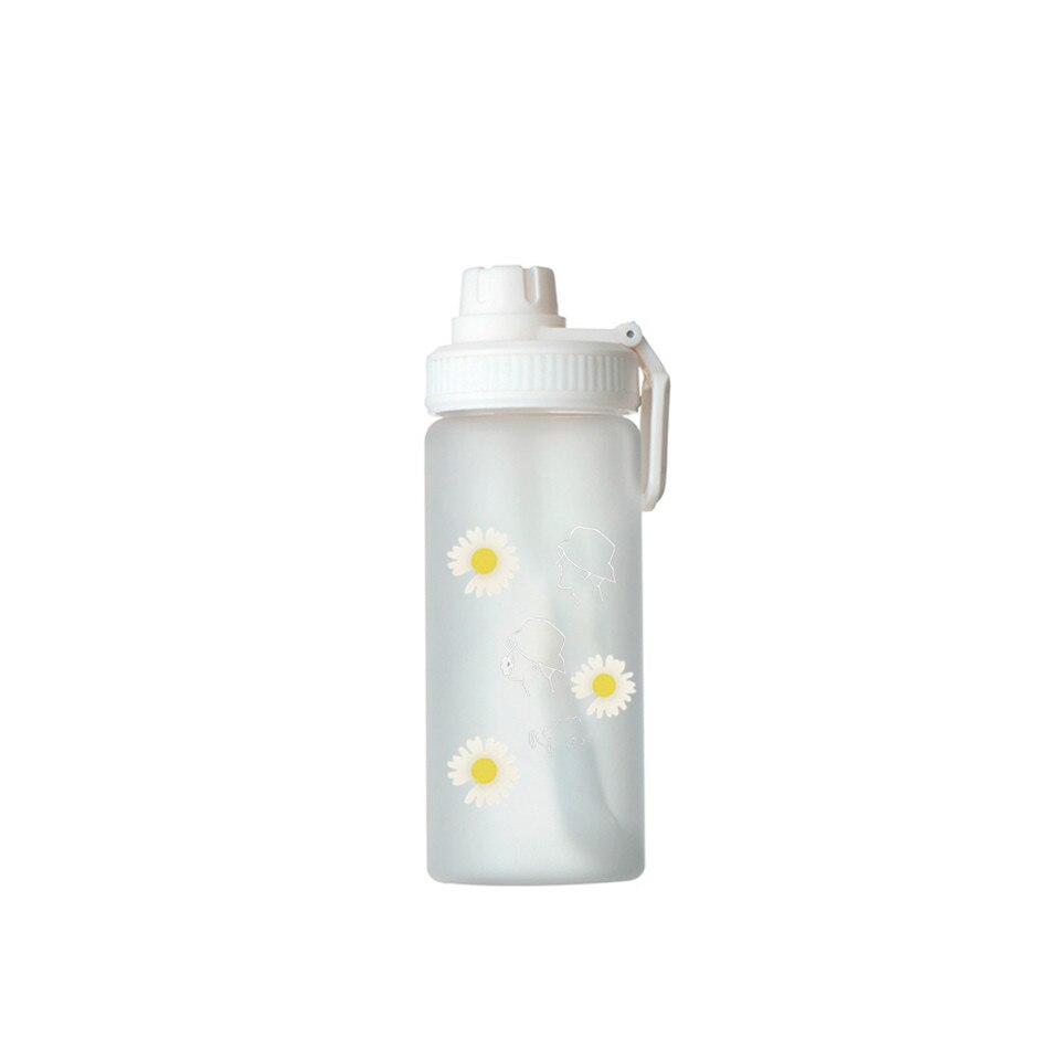 BPA Free Plastic Water Bottle Daisy Flower Outdoor Water Flask With Straw Portable For Touring Camping: 04