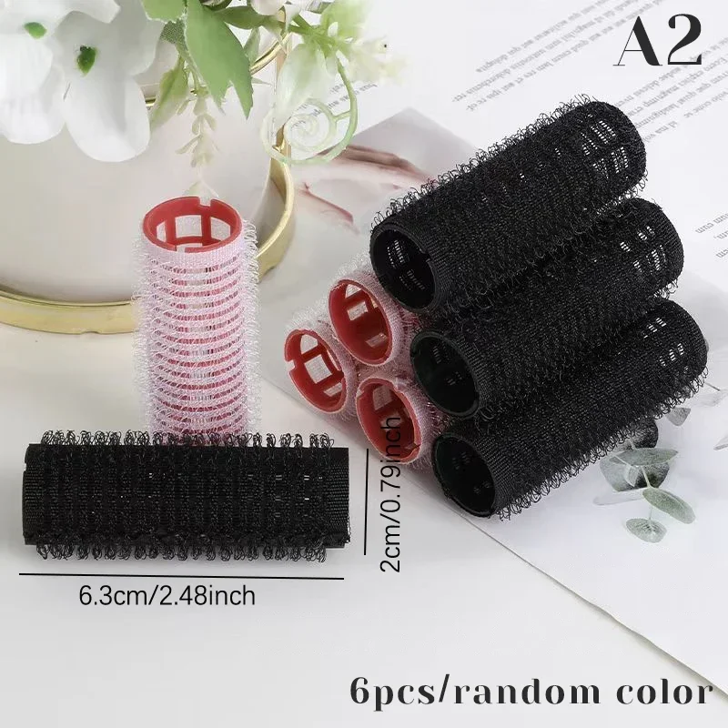 헤어롤 6pcs Hair Rollers Heatless Hair Curlers No Heat Hair Bangs Volume Self-adhesive Hook Curlers DIY Styling Tools & Accessories: green