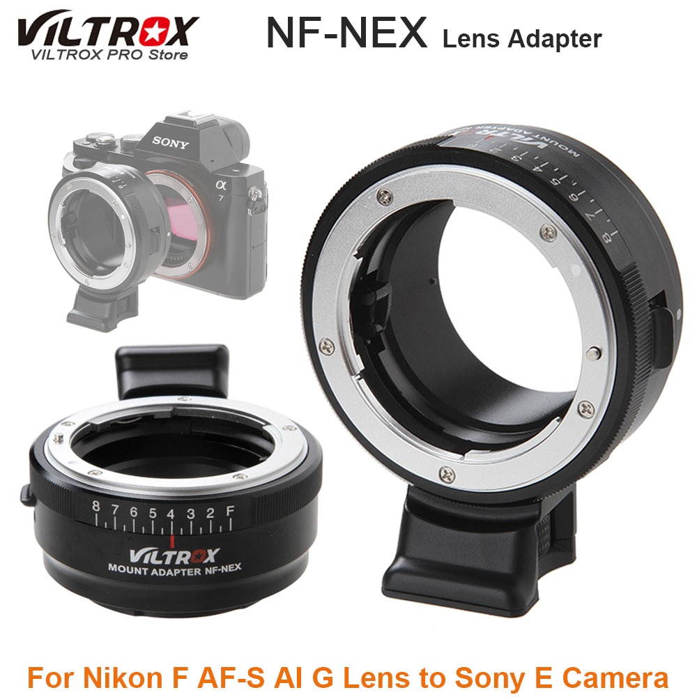 Viltrox NF-NEX Lens Adapter w/Statief Mount Diafragma Ring voor Nikon F AF-S AI G Lens Sony E camera A9 A7SII A7RII NEX 7 A6500