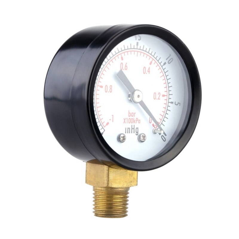 Pressure Gauge - 0 ~ -30inHg 0 ~ -1 bar Mini Dial Air Pressure Gauge Barometer meters Vacuum gauge dual scale dial Black