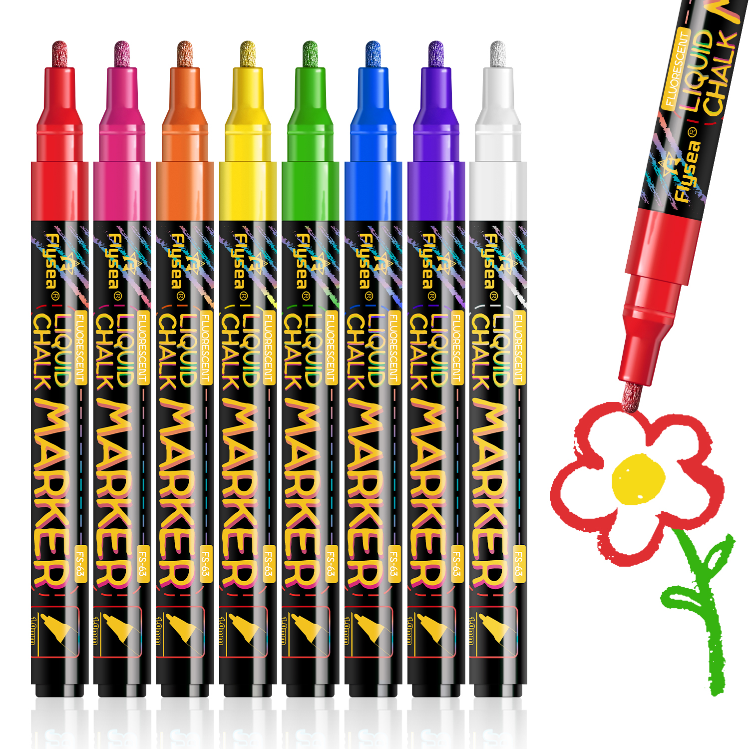 Flüssige Kreide, löschbarer LED-Textmarker, fluoreszierender Marker, Anzug für Tafel, Glas, Fenster, Malerei, Werbekreide