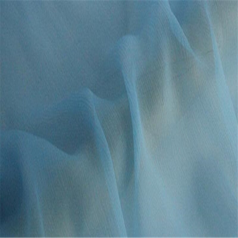 Tissu en mousseline de soie froissée , 5.5 m/m, 140cm, 54 pouces, crêpe Georgette de soie pour foulard: 12 blue
