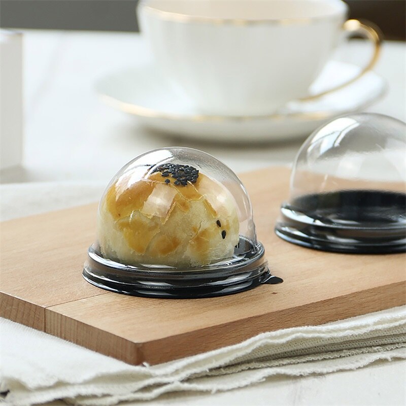 50 Pcs Mini Ronde Maan Cake Container Trays Verpakking Houder Wedding Party Favor Dozen 50G Mooncake Ei-dooier Bladerdeeg Houders