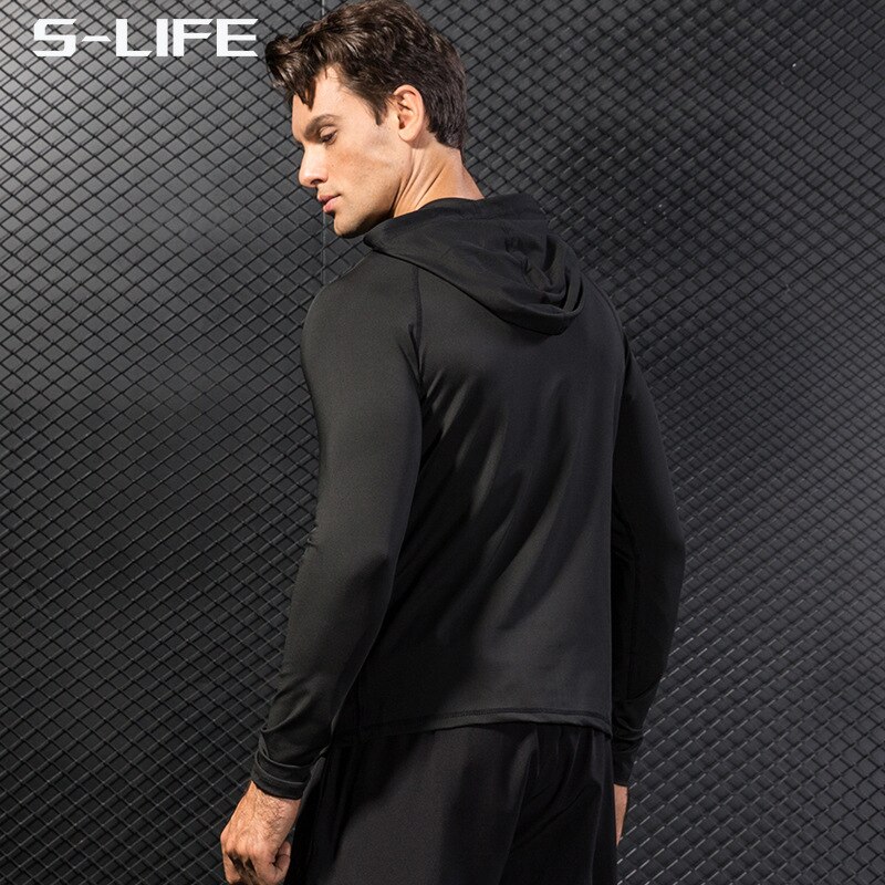 Veste moulante pour homme, manteau d'athlétisme à capuche pour entraînement sportif, Fitness, vestes à capuche, séchage rapide, fermeture éclair manches longues, sweat à capuche décontracté