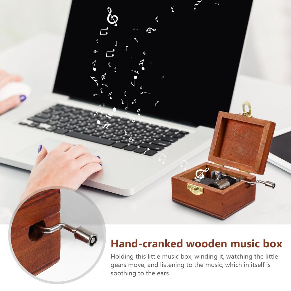 1Pc Retro Valentine's Day Box Manual Musical Box Love Heart Musical