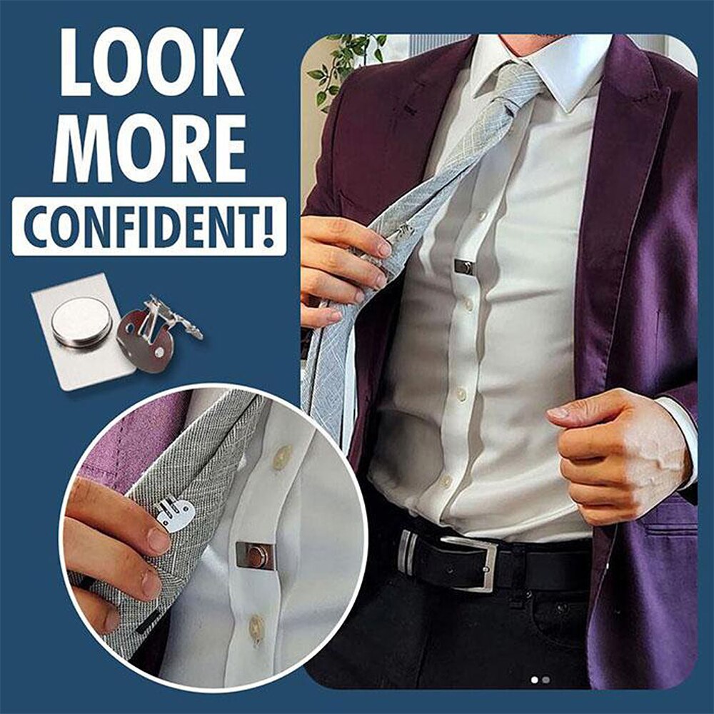 Invisible Tie Clip Magnetic Tie Stay Clip for Men Valentine's Day Father Gentleman Shirt Wedding Tie holder