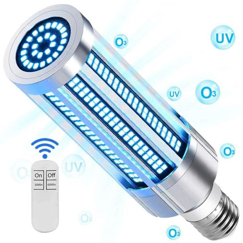 Lámpara germicida UVC de 60W, bombilla LED E27, luz ultravioleta de desinfección, luces de esterilización con Control remoto