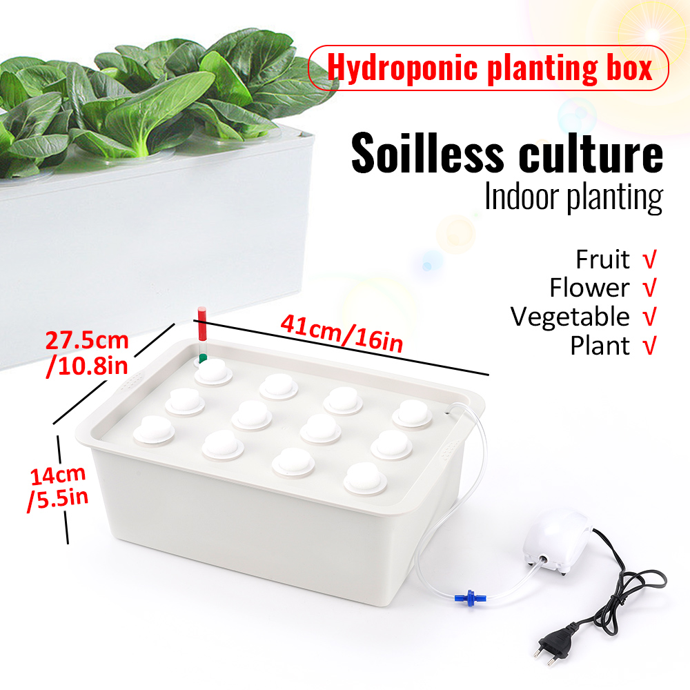Sistema de macetas de vivero hidropónico para jardín, Kit de cultivo de burbujas, caja de armario interior, 12 agujeros