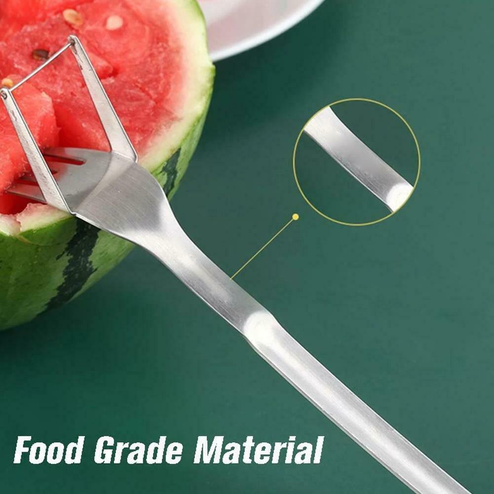 Watermelon Slicer Cut Melon Tool Stainless Steel 2In1 Watermelon Fork Fruit Slicer Melon Fruit Cutting Kitchen Accessories