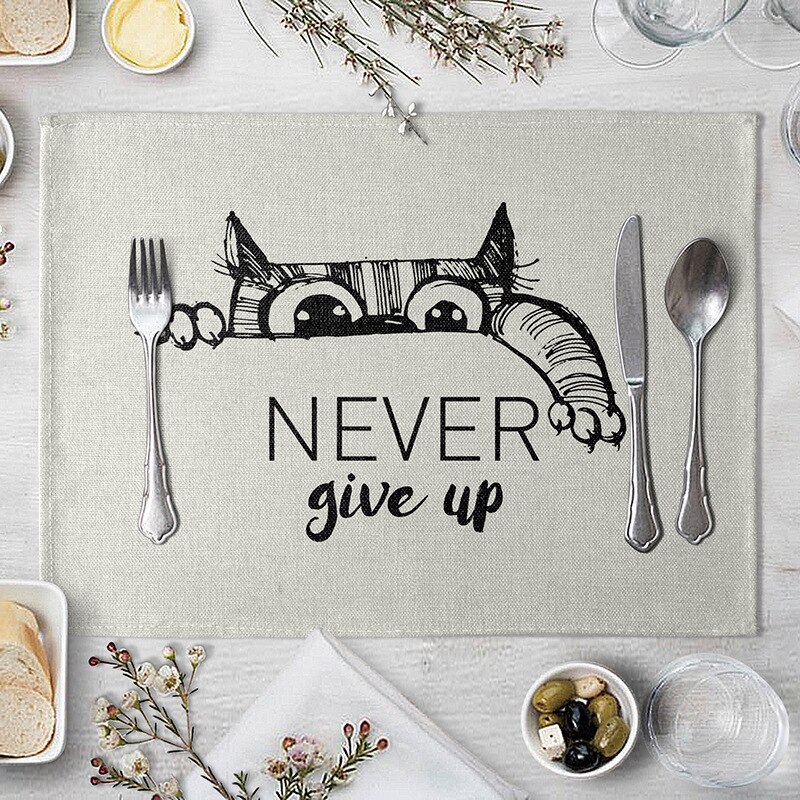 Leuke Cartoon Kat Patroon Tafel Mat Grappige Kat Servet Placemat Keuken Decoratie Dining Accessoires: 16