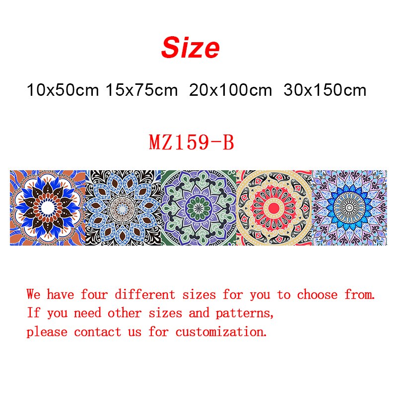 Mandala mönsterremsa keramiska plattor väggdekal garderob trappor kök heminredning väggdekaler vattentät pvc konst fresk: Mz159-2 / 15 cmx 75 cmx 1pc