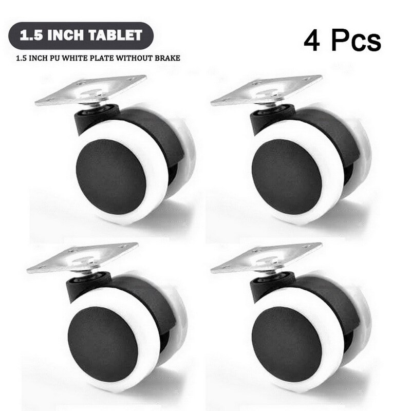 4 stücke Universal- stumm schwenken Rollen Möbel Rad Rolle Weiß PP Nylon Dual 360 Grad Rolle Rad Für Plattform Wagen stuhl: 1.5in pu Nein Bremse
