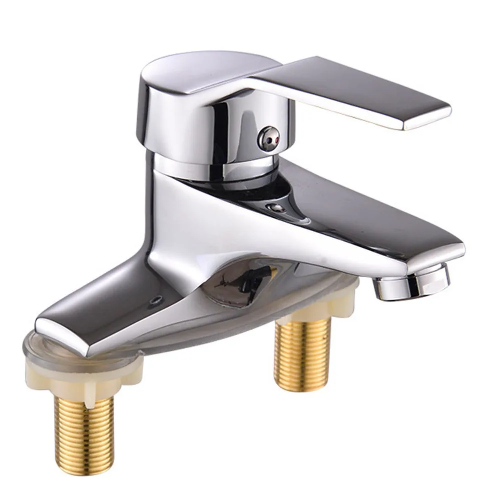 Neue Bad Wasserhahn Arbeitsplatte Montiert Doppel-Loch Becken Heißer Und Kalter Becken Wasserhahn Badezimmer Waschbecken Mischventil Schalter Küche wasserhahn: WHITE