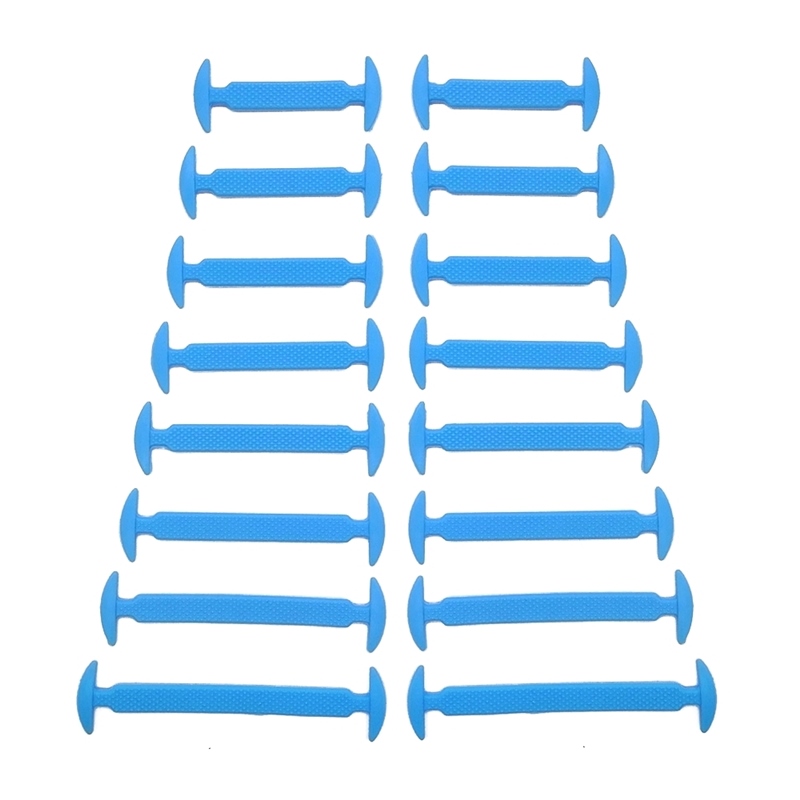 16 Teile/satz Silikon Elastische Schnürsenkel Spezielle Keine Krawatte Schnürsenkel SchnüSprosse freundlicher Erwachsene Turnschuhe Schnell Schuh Spitze: lightblue