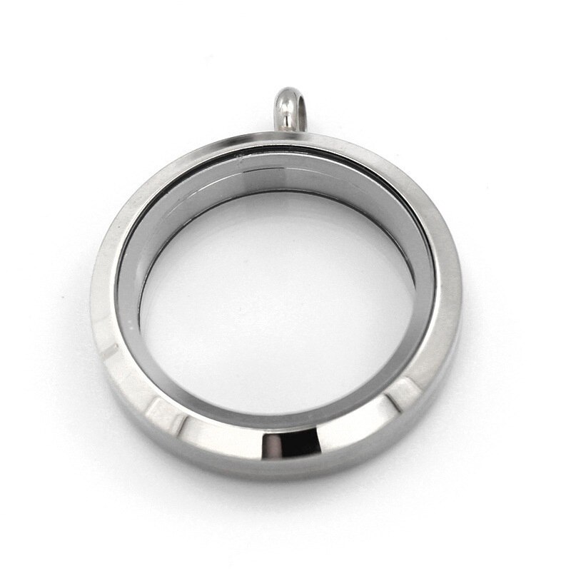 30mm 316L Stainless Steel Twist Screw Locket Pendant Floating Charms Locket Clear Glass Locket DIY Jewelry: steel color