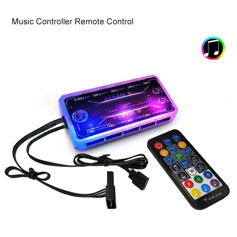 RGB Case Fans 120mm Ultra-Quiet RGB Chassis Cooling Fans with Remote Controller Speed Adjustable Colorful Radiator Fans Cooler: music controller   r