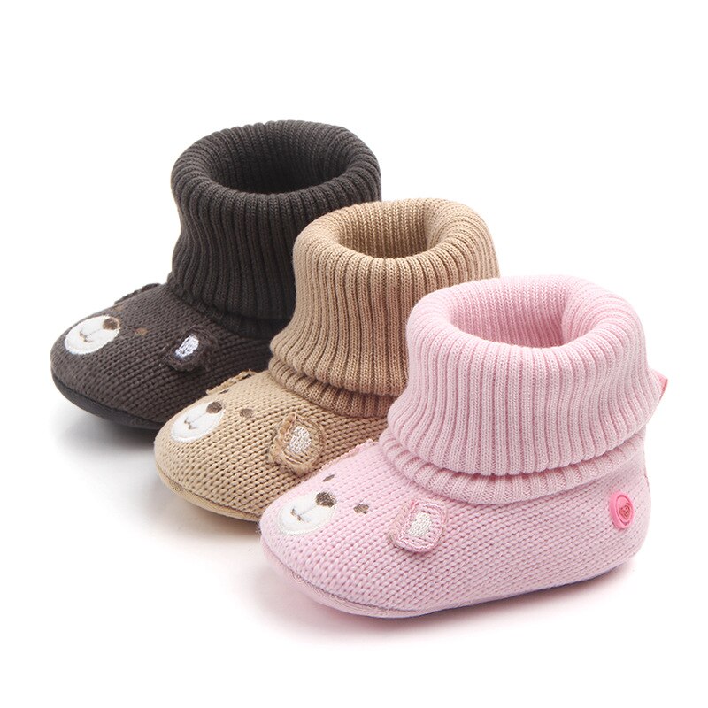 Novo 2018 inverno botas de bebê bonito urso animal meninas meninos tricô botas super manter quente infantil sapatos da criança 0-18 m